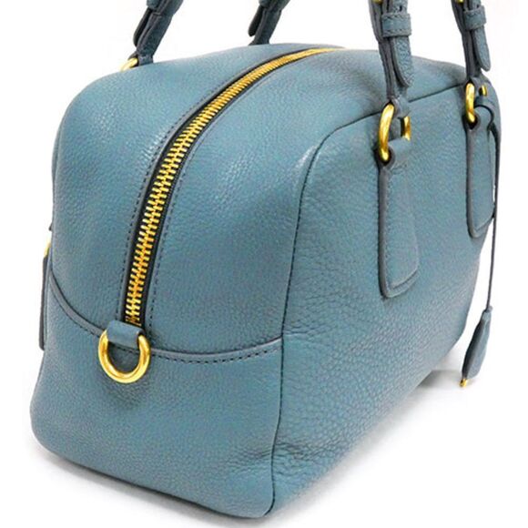 Prada Vit.daino Mini Boston Bag Leather Blue - Picture 6 of 11